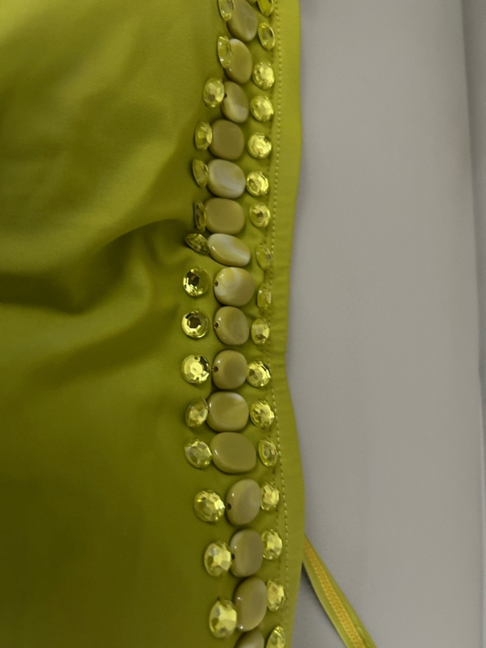 Newport News NWT Chartreuse Two-Piece Swim Set with Embellished Top - Picture 3 of 7